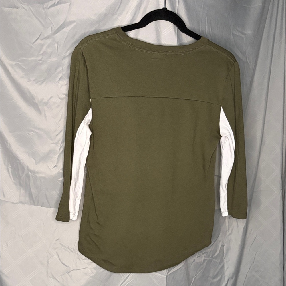 SOLD: Victoria's Secret Olive and White Long Sleeve Tee - Picture 2 of 2